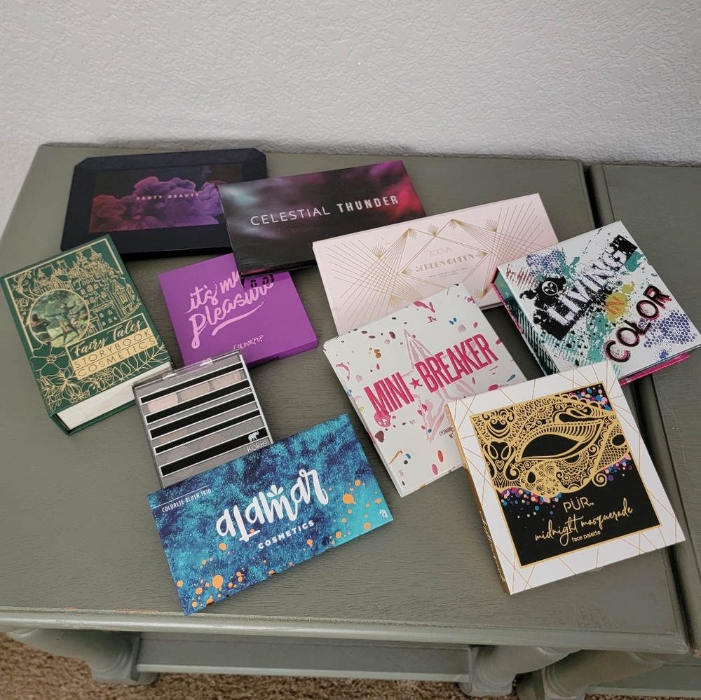 Eyeshadow palette bundle; 10 palettes!; Fenty Beauty, Jeffree Star, Pur, etc
